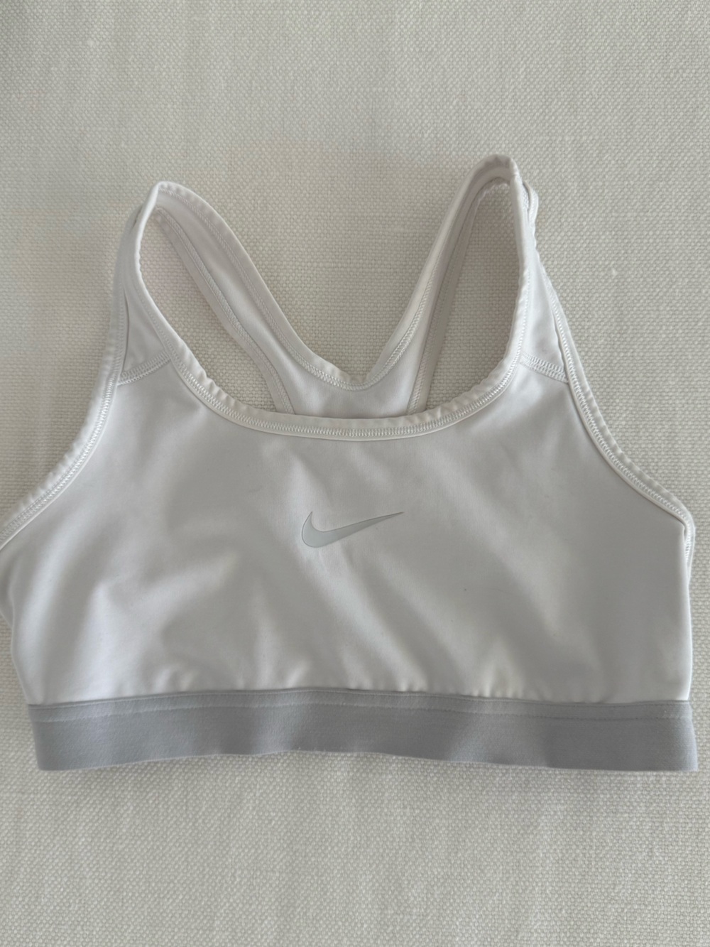 Nike White & Light Gray Sports Bra